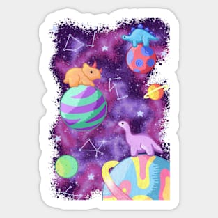 Dinos in Space Sticker